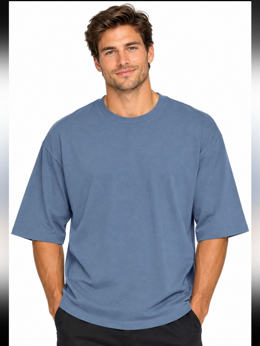 Nwt Men's All In Motion Relaxed Fit Cotton Bld Crewneck T-Shirt Slate Blue(Xxl)